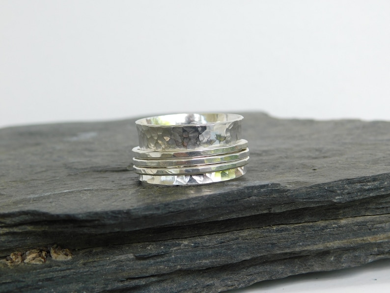 3 bands ring meditation ring Wedding band Sterling silver spinner ring 220 Size 7 ready to ship fidget ring
