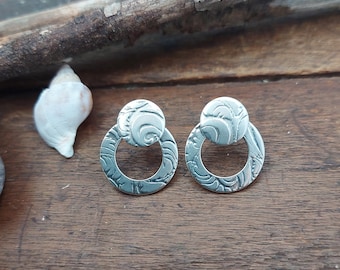 Ear jackets, recycled sterling silver. Floral design. Ready to ship. Post earrings. 3 in 1 earrings. 118
