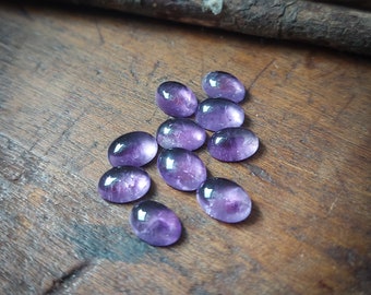 Lot of 10 amethyst cabochons. 8x6mm. Oval shape. Jewelry making. Ring gemstone. 126