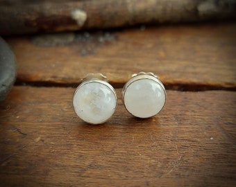 Moonstone stud earrings, 8mm, sterling silver 0.925. Minimalist earrings. Ready to ship. Post earrings. Spring jewelry. June birthstone. 177