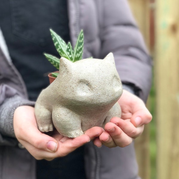 Bulbasaur Concrete Planter | Cactus Pot | Succulent Pot | Air Plant Holder | Houseplant Pot