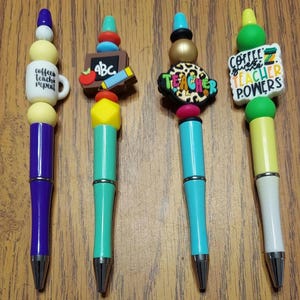 Specialty silicone beads pens teacher holidays autism occassional gifts.  Special beads or notes for careers or events.All kinds of sayings