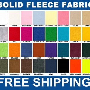 Solid Color Fleece Fabric - Sold by Yard & Bolt - 32 Colors - Ideal for Sewing Projects, No Sew Fleece Tie Blankets