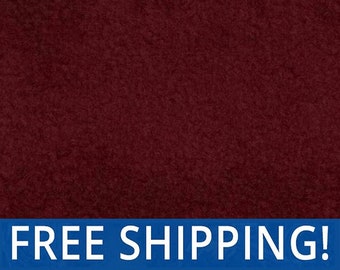 Burgundy Solid Fleece Fabric -  Sold by The Yard & Bolt - Ideal for Sewing Projects, Scarves, No Sew Fleece Tie Blankets - Free Shipping!!