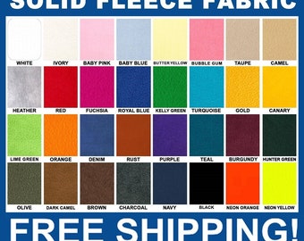 Solid Color Fleece Fabric - Sold by Yard & Bolt - 32 Colors - Ideal for Sewing Projects, No Sew Fleece Tie Blankets