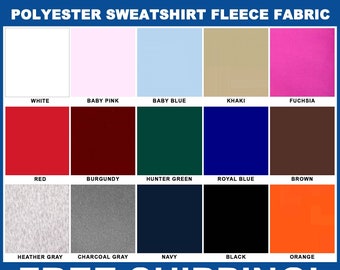 Polyester Sweatshirt Fleece Fabric - Sold by the Yard & Bolt - Ideal for Hoodies, Pullovers, Sweatshirts and Sweatpants