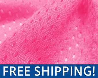 1 Yard Hot Pink Football Mesh Knit Fabric by The Yard