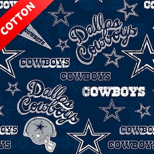 Dallas Cowboys NFL Cotton Fabric - 58&quot; Wide - 100% Cotton - Sold by the Yard - Perfect for Quilting, Banners, Flags and Bandanas