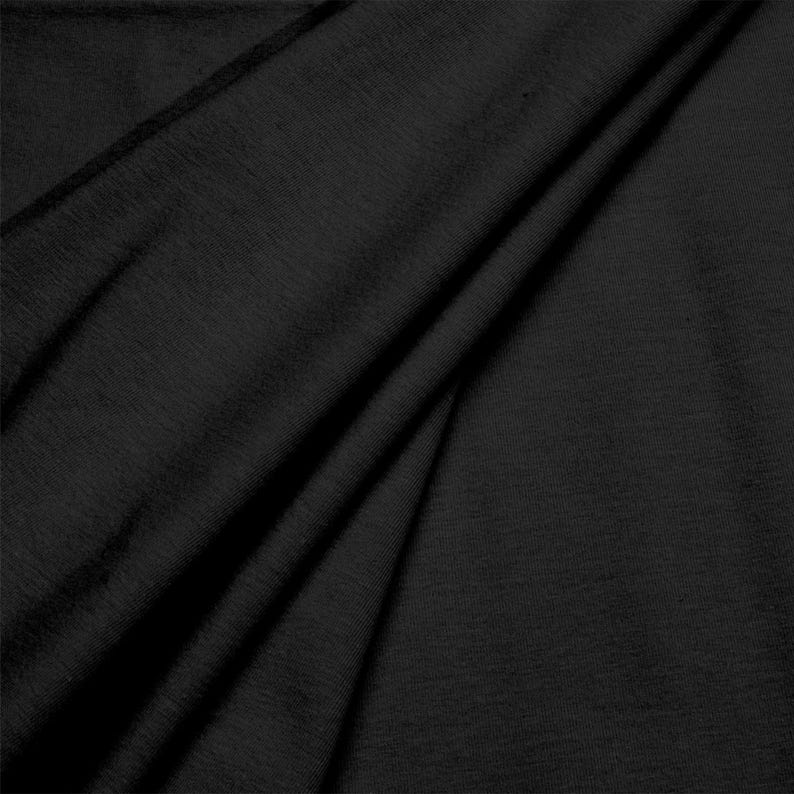 Black Cotton Spandex Jersey Knit Fabric - 4 Way Stretch - Sold by the Yard & Bolt - for T-shirts, Dresses, Skirts and Athleticwear Apparel image 3