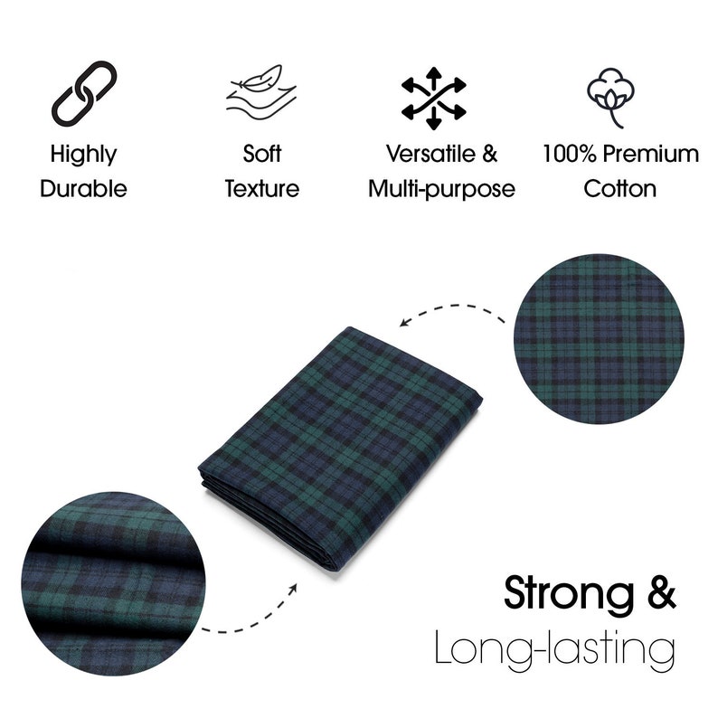 100% Cotton Tartan Plaid Flannel Fabric Sold by the Yard and Bolt Ideal for Shirts, Scarves, Pajamas & Blankets image 2