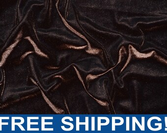 Brown Stretch Velvet Fabric - Sold by The Yard & Bolt - Ideal for Sewing Apparel, Dresses, Skirts, Costume and Craft