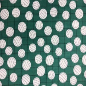 Green Volleyballs Printed Fleece Fabric - Sold by the Yard & Bolt - Ideal for Sewing Projects, Scarves, No Sew Fleece Throws, Tie Blankets