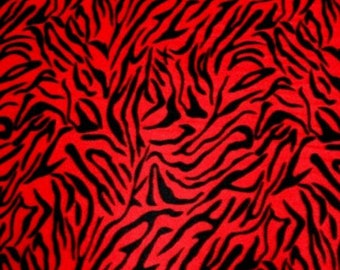 Red Zebras Stripes Print Fleece Fabric - 60" Wide - 100% Polyester - Sold by The Yard - for No Sew Fleece Throws and Tie Blankets