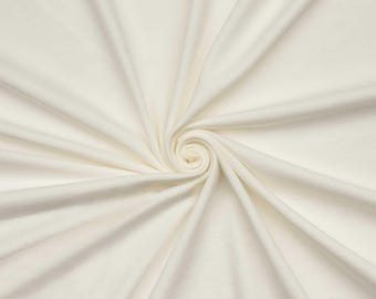 Ivory Cotton Spandex Jersey Knit Fabric - 4 Way Stretch - Sold by the Yard & Bolt - Ideal for T-shirts, Dresses, Skirts and Athleticwear