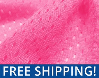 Neon Pink Football Mesh Jersey Fabric - 60" Wide - 100% Polyester - Sold by the Yard - Athletic Mesh Fabric for Sports Uniforms