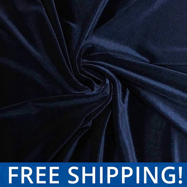 Navy Stretch Velvet Fabric - Sold by The Yard & Bolt - Ideal for Sewing Apparel, Dresses, Skirts, Costume and Craft