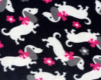 Dachshund Puppies Print Fleece Fabric - 60" Wide - 100% Polyester - Sold by the Yard - for No Sew Fleece Throws and Tie Blankets