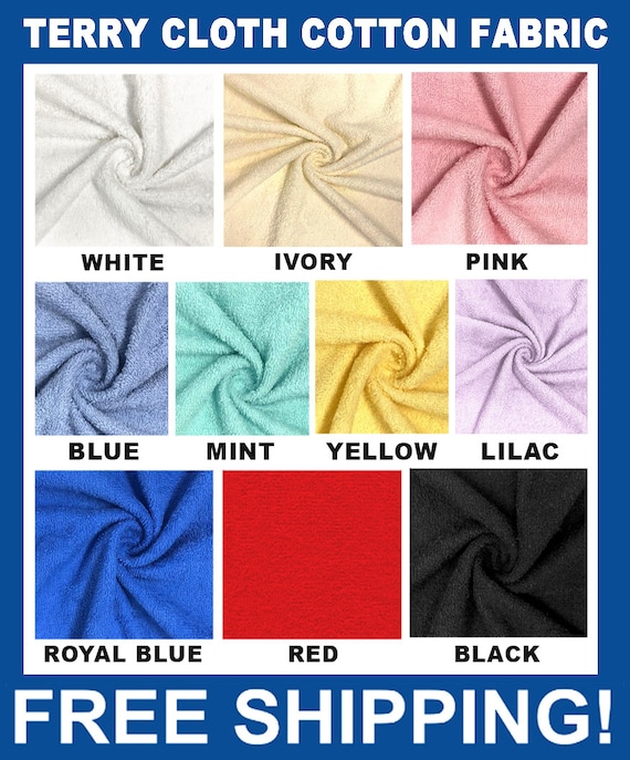 Terry Cloth Fabric 100% Cotton Sold by the Yard and Bolt Ideal for Robes,  Towels, Washcloths, Cleaning Cloths & Dish Rags 