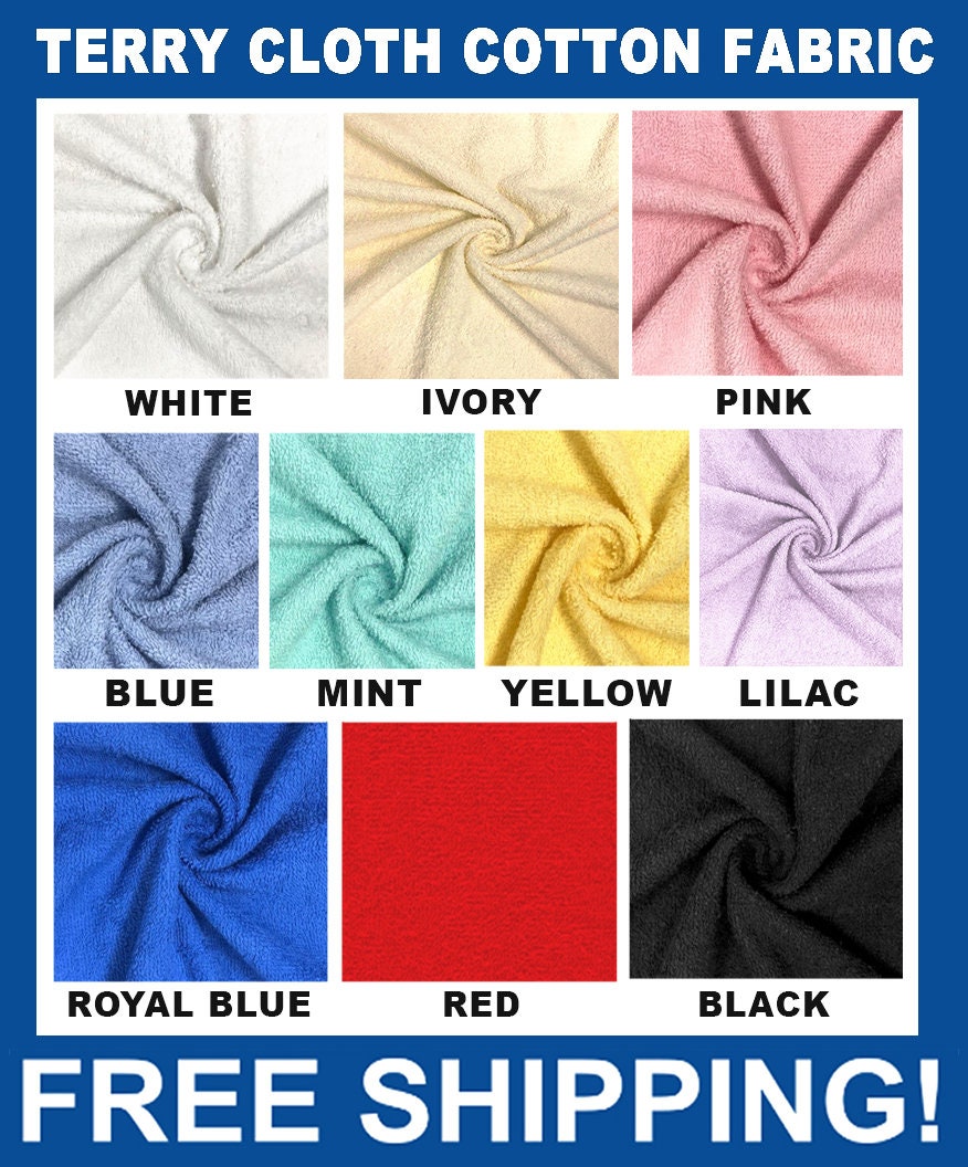 Terry Cloth Fabric (11oz) 45 Wide 100% Cotton Many Colors/Sold By