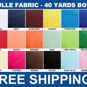 Tulle Fabric - 1 Bolt of 54" x 40 Yards - Variety of Colors - for Weddings, Veils, Party Decorations, Bridal Showers & Gift Wrapping