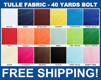 Tulle Fabric - 1 Bolt of 54&quot; x 40 Yards - Variety of Colors - for Weddings, Veils, Party Decorations, Bridal Showers & Gift Wrapping