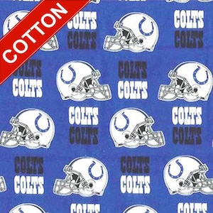 Indianapolis Colts NFL Cotton Fabric - 58&quot; Wide - 100% Cotton - Sold by the Yard - Perfect for Quilting, Banners, Flags and Bandanas