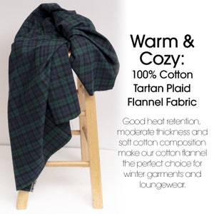 100% Cotton Tartan Plaid Flannel Fabric Sold by the Yard and Bolt Ideal for Shirts, Scarves, Pajamas & Blankets image 4