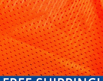 Neon Orange Football Mesh Jersey Fabric - 60" Wide - 100% Polyester - Sold by the Yard - Athletic Mesh Fabric for Sports Uniforms