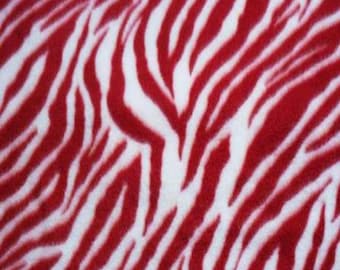 Red Zebras Stripes Print Fleece Fabric - 60" Wide - 100% Polyester - Sold by the Yard - for No Sew Fleece Throws and Tie Blankets