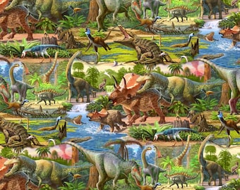 Dinosaurs Fleece Fabric - 60" Wide - 100% Polyester - Sold by The Yard - for No Sew Fleece Throws and Tie Blankets
