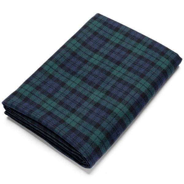 100% Cotton Tartan Plaid Flannel Fabric - Sold by the Yard and Bolt - Ideal for Shirts, Scarves, Pajamas & Blankets