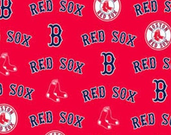 Boston Red Sox MLB Fleece Fabric - Sold by the Yard & Bolt - Ideal for Sewing Projects, Scarves, No Sew Fleece Throws and Tie Blankets