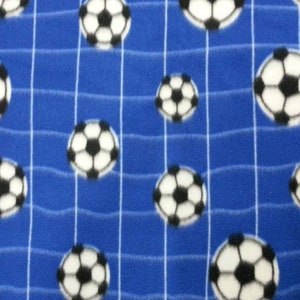 Soccer Balls Blue Childrens Kids Fleece Fabric - Sold by the Yard - for Sewing Projects, Scarves, No Sew Fleece Throws and Tie Blankets