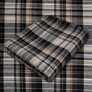 Tan and Black Tartan Plaid Flannel Fabric - 60&quot; Wide - 100% Cotton - Sold by the Yard - for Shirts, Scarves, Pajamas & Blankets