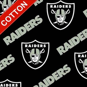 Las Vegas Raiders NFL Cotton Fabric - 58&quot; Wide - 100% Cotton - Sold by the Yard - Perfect for Quilting, Banners, Flags and Bandanas