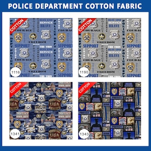 Police Department Cotton Fabric - Multi Collection - Sold by The Yard & Bolt - Free Shipping!!