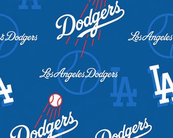 Los Angeles Dodgers MLB Fleece Fabric - 58" Wide - 100% Polyester - Sold by the Yard - for No Sew Fleece Throws and Tie Blankets