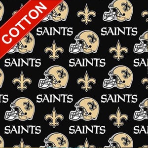 New Orleans Saints NFL Cotton Fabric - 58&quot; Wide - 100% Cotton - Sold by the Yard - Perfect for Quilting, Banners, Flags and Bandanas