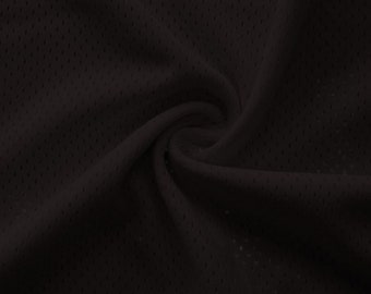 Black Pro Mesh Heavy Weight Jersey Fabric - 60" Wide - 100% Polyester - Sold by The Yard - for Athletic Apparel and Sports Uniforms