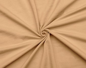 Khaki Cotton Spandex Jersey Knit Fabric - 4 Way Stretch - Sold by the Yard & Bolt - for T-shirts, Dresses, Skirts and Athleticwear Apparel