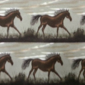 Plains Mustang Horse Fleece Fabric - Sold by the Yard & Bolt - Ideal for Sewing Projects, Scarves, No Sew Fleece Throws and Tie Blankets