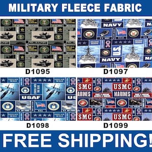 US Military Fleece Fabric - 60&quot; Wide - 100% Polyester - Sold by The Yard - for Veterans, No Sew Fleece Throws and Tie Blankets