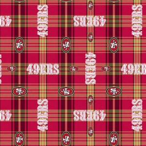 San Francisco 49ers NFL Fleece Fabric - 58&quot; Wide - 100% Polyester - Sold by the Yard - Perfect for No Sew Fleece Throws and Tie Blankets
