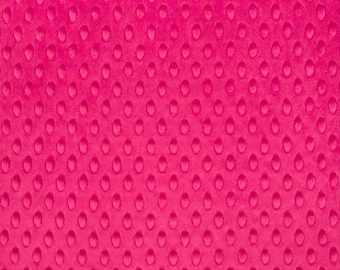 Fuchsia Minky Dimple Dot Fabric - Sold by the Yard & Bolt - Ideal for Blankets, Robes, Soft Toys and Baby Apparel