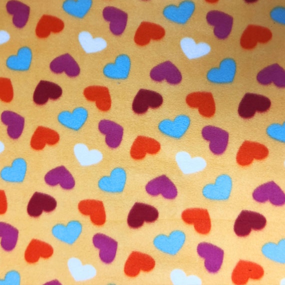 Candy Colored Hearts Fleece Fabric 60 Wide Style Etsy