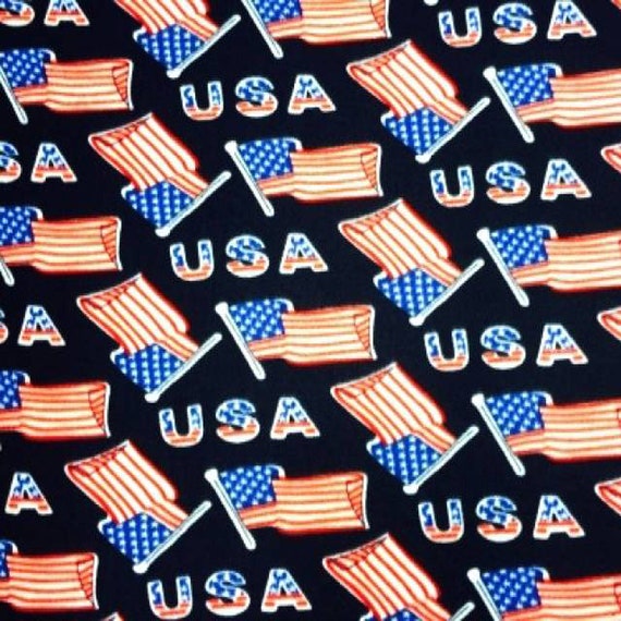 USA American Flags Print Fleece Fabric - 60" Wide - 100% Polyester - Sold by The Yard - for No Sew Fleece Throws and Tie Blankets