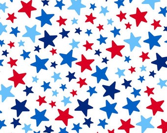 Patriotic Stars Fleece Fabric - 60" Wide - 100% Polyester - Sold by the Yard - for No Sew Fleece Throws and Tie Blankets