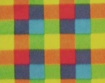 Colorful Checkered Fleece Fabric - 60" Wide - 100% Polyester - Sold by the Yard - for No Sew Fleece Throws and Tie Blankets