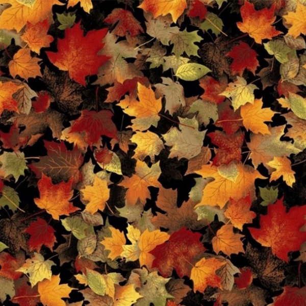 Maple Leaves Print Fleece Fabric - Sold by the Yard & Bolt - Ideal for Sewing Projects, Scarves, No Sew Fleece Throws and Tie Blankets