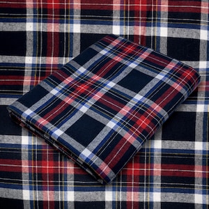 Navy Blue and Red Tartan Plaid Flannel Fabric - 60&quot; Wide - 100% Cotton - Sold by the Yard - for Shirts, Scarves, Pajamas & Blankets